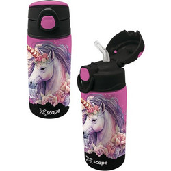 Graffiti Xscape Unicorn Παιδικό Παγούρι Ανοξείδωτο με Καλαμάκι Ροζ Μαύρο 500ml