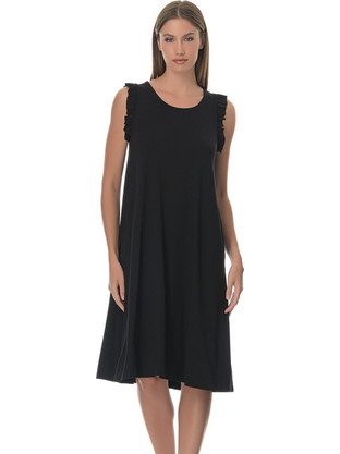 PNN Nightwear Midi Καλοκαιρινό Καθημερινό Φόρεμα Μαύρο 0253-0024-1