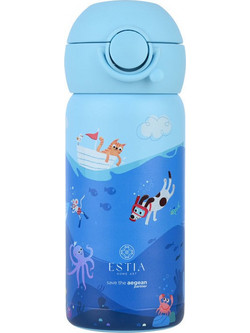 Estia Wonder Bottle Save Τhe Aegean Ocean Play Παιδικό Παγούρι Θερμός Ανοξείδωτο Γαλάζιο 350ml