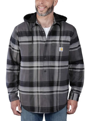 Carhartt Ανδρικό Πουκάμισο Βαμβακερό Καρό Μακρυμάνικο Κανονική Γραμμή Overshirt Ανθρακί 105938-N04