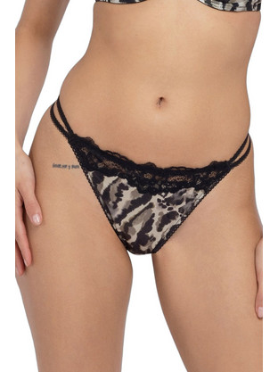 Dorina Γυναικείο Sexy String με Δαντέλα Μαύρο Γκρι FXST0054MI127-BK0097