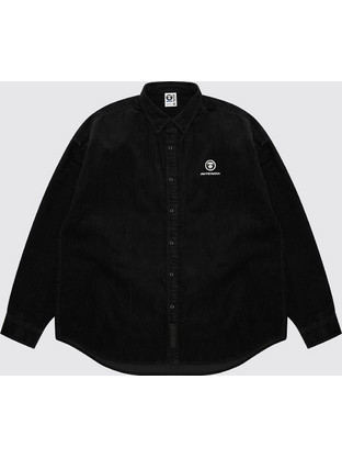 Aape by A Bathing Ape Ανδρικό Πουκάμισο Κοτλέ Μακρυμάνικο Κανονική Γραμμή Μαύρο AAPSTM8499