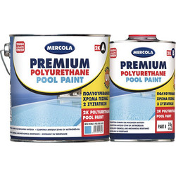 Mercola Premium Polyurethane Pool Paint 2K Χρώμα Πισίνας Λευκό 9.6lt