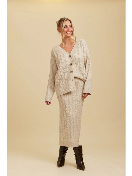 Rut & Circle Annie Μακριά Φούστα Πλεκτή Ψηλόμεση Pencil Εκρού 24-03-74