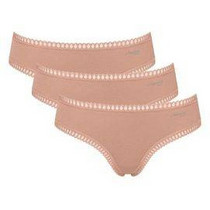 Sloggi Go Crush Βαμβακερά Γυναικεία Slip με Δαντέλα Μπεζ 3Pack 10219671-00ME