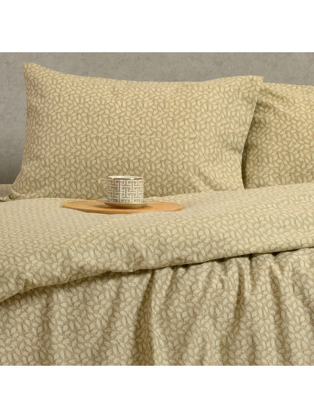 Melinen Σετ Σεντόνια King Size Φανελένια με Λάστιχο 180x200+30 Winter Line Mini Elise Greige