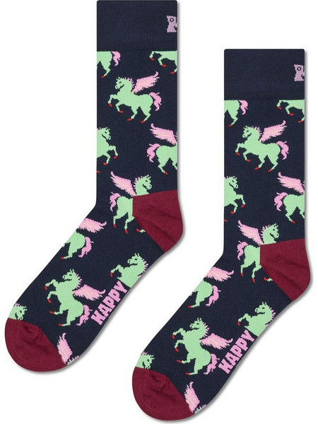 Happy Socks Pegasus Βαμβακερές Γυναικείες Κάλτσες Navy Μπλε Τιρκουάζ με Σχέδια P003178-1000