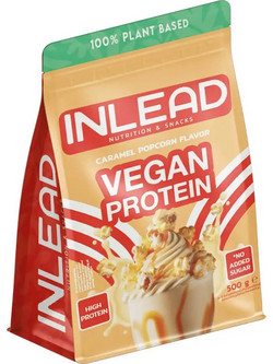 Inlead Vegan Caramel Popcorn Φυτική Πρωτεΐνη Χωρίς Λακτόζη 500gr