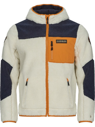 Napapijri Ανδρική Ζακέτα Fleece με Κουκούλα και Φερμουάρ Λευκή Navy Μπλε NP0A4GNSMM91