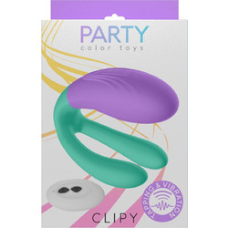 Party Color Toys Clipy Vibrator Διπλός Δονητής Μωβ Πράσινος
