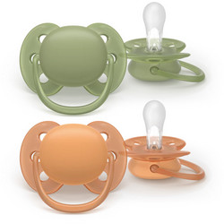 Philips Avent Ultra Soft Ανατομικές Ορθοδοντικές Πιπίλες Σιλικόνης 18m+ Green Orange 2τμχ SCF093/05