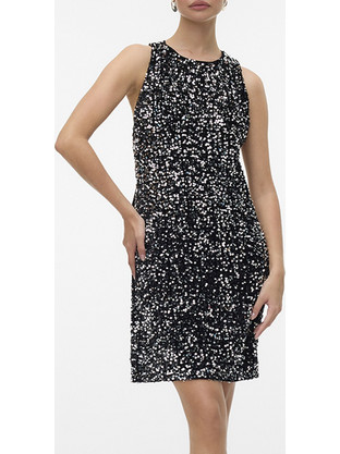 Vero Moda Bella Mini Φόρεμα για Γάμο / Βάπτιση Αμπιγιέ & Παγιέτες Μαύρο 10335720