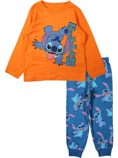 Disney Lilo & Stitch Παιδική Πιτζάμα Χειμωνιάτικη Κοραλί Μπλε D072-1