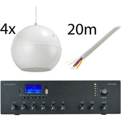Monacor 4x EDL-420/WS PA-812DAP Bundle Σετ Παθητικά Ηχεία Οροφής 20W Αδιάβροχα IP44 Λευκά