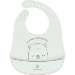 KikkaBoo Bear With Me Αδιάβροχη Σαλιάρα Σιλικόνης με Κουμπί & Τσέπη 4m+ Πράσινο Mint