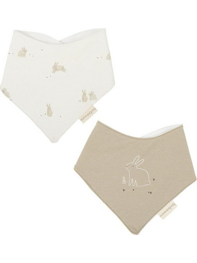 BimbiDreams Bunny Σετ Αδιάβροχες Σαλιάρες Μπαντάνα Υφασμάτινες με Κουμπί 4m+ Εκρού Λευκή 2τμχ