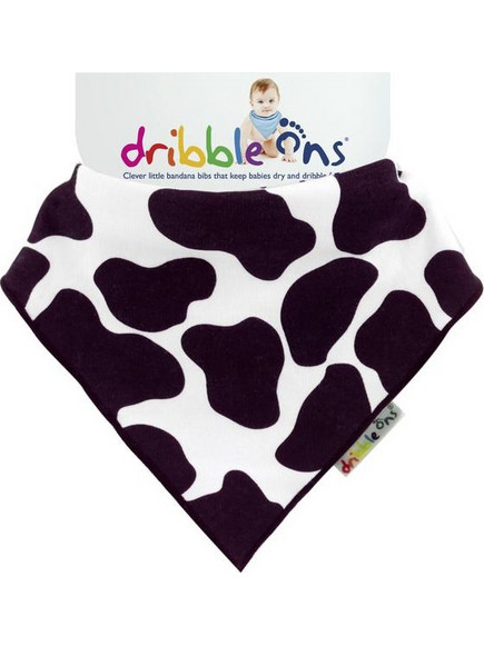 Dribble Ons Cow Σαλιάρα Μπαντάνα Υφασμάτινη με Κουμπί Λευκή Μαύρη