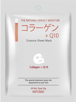 Mitomo Collagen & Q10 Essence Sheet Μάσκα Προσώπου για Ενυδάτωση 1τμχ