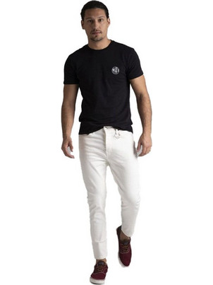 New Denim Ανδρικό Τζιν Παντελόνι Ελαστικό Κανονική Εφαρμογή Λευκό 11628