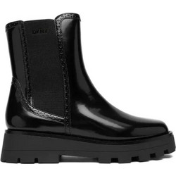 DKNY Γυναικεία Μποτάκια Chelsea Δερμάτινα Μαύρα με Χοντρό Χαμηλό Τακούνι K4569875