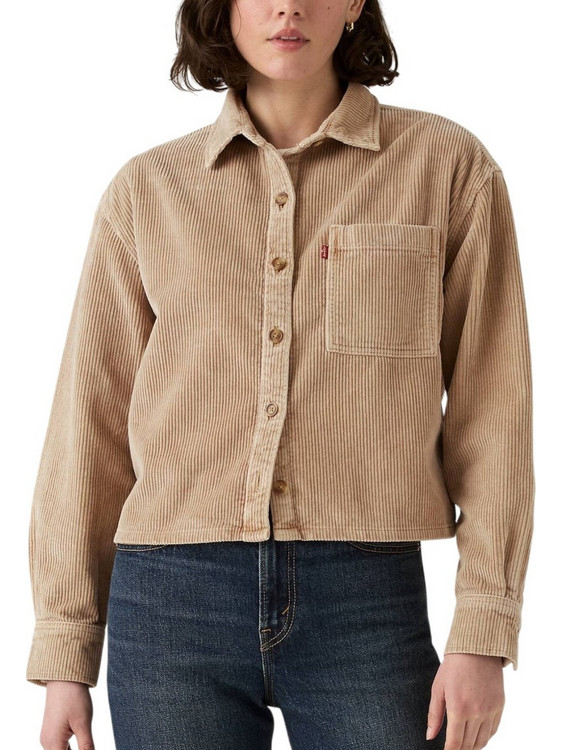Levi's Celine Μακρυμάνικο Γυναικείο Πουκάμισο Κοτλέ Mονόχρωμο Μπεζ 003OX-0003