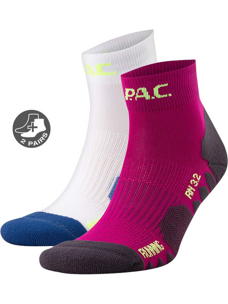 P.A.C RN 3.2 Allrounder Ανδρικές Κάλτσες Κοντές με Σχέδια Λευκές Φούξια 2Pack 01-8049-0304-113