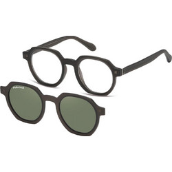 Sunoptic TRC-30D249 Ανδρικός Σκελετός Γυαλιών Οράσεως με Clip-On Κοκάλινος Μαύρος
