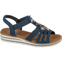 Rieker Δερμάτινα Γυναικεία Σανδάλια Navy Μπλε V0649-14