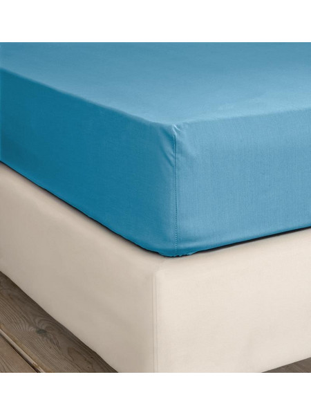 Nima Σεντόνι King Size Βαμβακερό με Λάστιχο 185x205+35 Unicolors Petrol Blue