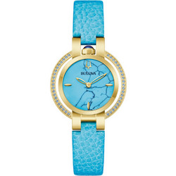 Bulova Rubaiyat Γυναικείο Ρολόι με Γαλάζιο Δερμάτινο Λουράκι 97R104