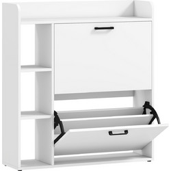 HOMCOM Παπουτσοθήκη Ξύλινη Λευκή M83xΠ24xΥ90.5cm 837-675V00WT