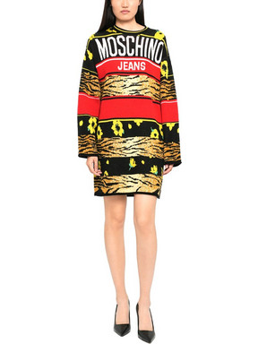 Moschino Mini Καθημερινό Φόρεμα Πλεκτό Μαύρο K1A0495-8212-3555