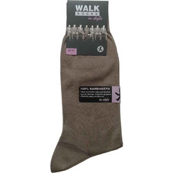 Walk Βαμβακερές Ανδρικές Κάλτσες Ψηλές Καφέ W100-17