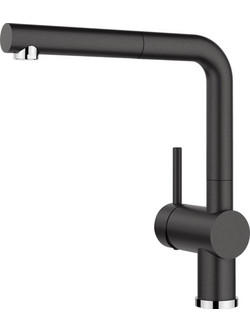 Blanco Linus-S 516688 Μπαταρία Κουζίνας Πάγκου Διπλής Παροχής Ανάμεικτη με Ντουζ Μαύρη