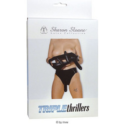Shaun Sloane Triple Thrillers Large Εσώρουχο Strap On με Τριπλό Dildo Μαύρο