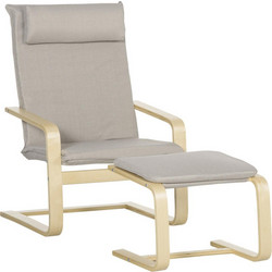 HOMCOM Πολυθρόνα Relax με Υποπόδιο Γκρι Ottoman Footstool 839-382