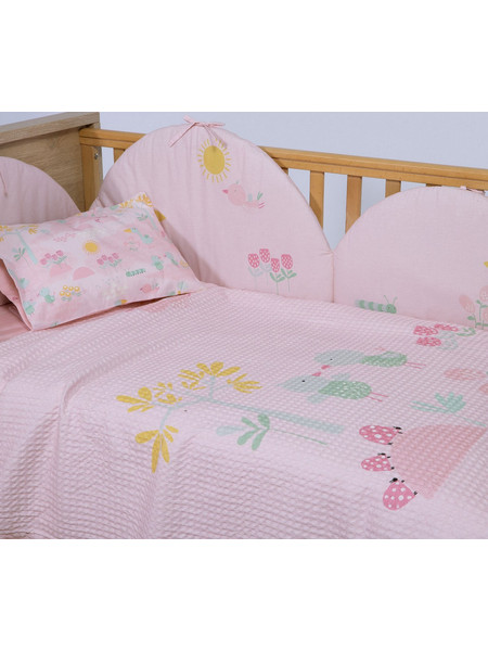 Nef-Nef Spring Hapinness Κουβέρτα Κούνιας Πικέ 110x150 Ροζ