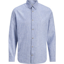 Jack & Jones Ανδρικό Πουκάμισο Βαμβακερό Ριγέ Μακρυμάνικο Κανονική Γραμμή Γαλάζιο 12289174