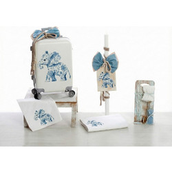 Bellissimo Σετ Βάπτισης με Βαλίτσα για Αγόρι Floral Blue Elephant ΣΔΣ-26205