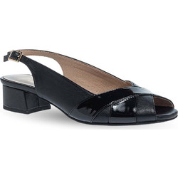 Parex Ανατομικές Γόβες Slingback Δερμάτινες με Χοντρό Χαμηλό Τακούνι Μαύρες 10633027