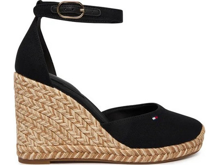 Tommy Hilfiger Καλοκαιρινές Γυναικείες Πλατφόρμες Εσπαντρίγες Κλειστές Ψηλές Μαύρες FW0FW09225-BDS
