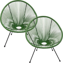 Kare Design Acapulco Πολυθρόνα Κήπου Μεταλλική Πράσινη Μαύρη 2τμχ