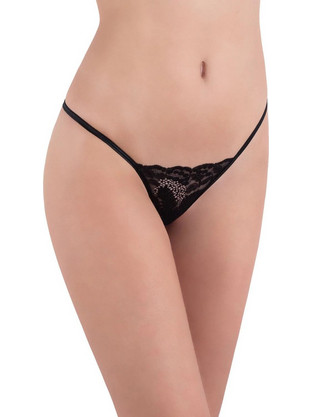 Milena By Paris Γυναικείο Sexy String με Δαντέλα Μαύρο 6310