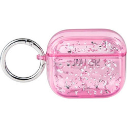 Sonique Silver Foil Θήκη Πλαστική με Γάντζο για Apple AirPods Pro 1 Ροζ