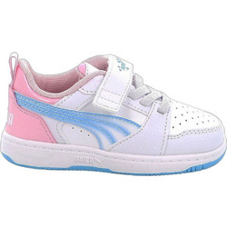 Puma Rebound V6 Παιδικά Sneakers Λευκά Γαλάζια Ροζ 405058-01