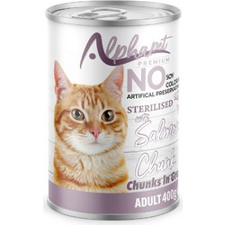 Alphapet Premium Adult Sterilised Chunks with Salmon in Gravy 400gr
