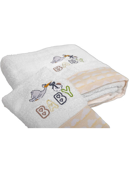 Dimcol Stork 193 Σετ Βρεφικές Πετσέτες 2τμχ 400gr/m²