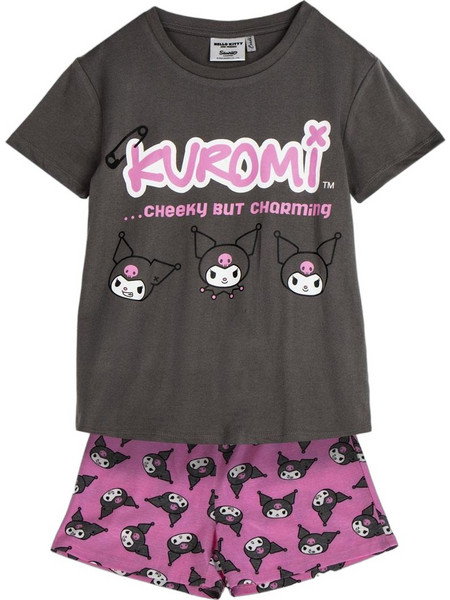 Cerda Hello Kitty Παιδική Πιτζάμα Βαμβακερή Καλοκαιρινή Μαύρη Φούξια 2900002845