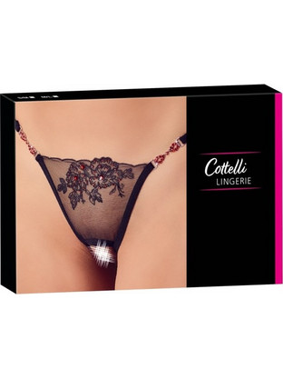 Cottelli Γυναικείο Sexy String Αυτοκινήτου με Δαντέλα Μαύρο 4024144010905