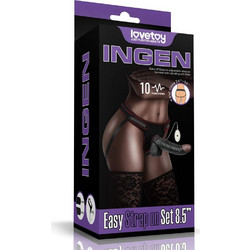 Lovetoy Ingen 8.5" Easy Harness Strap On με Dildo 21.5cm & Δόνηση Μαύρο